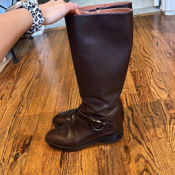 Tall Brown Leather Riding Boots 8 - Picture 4 of 6